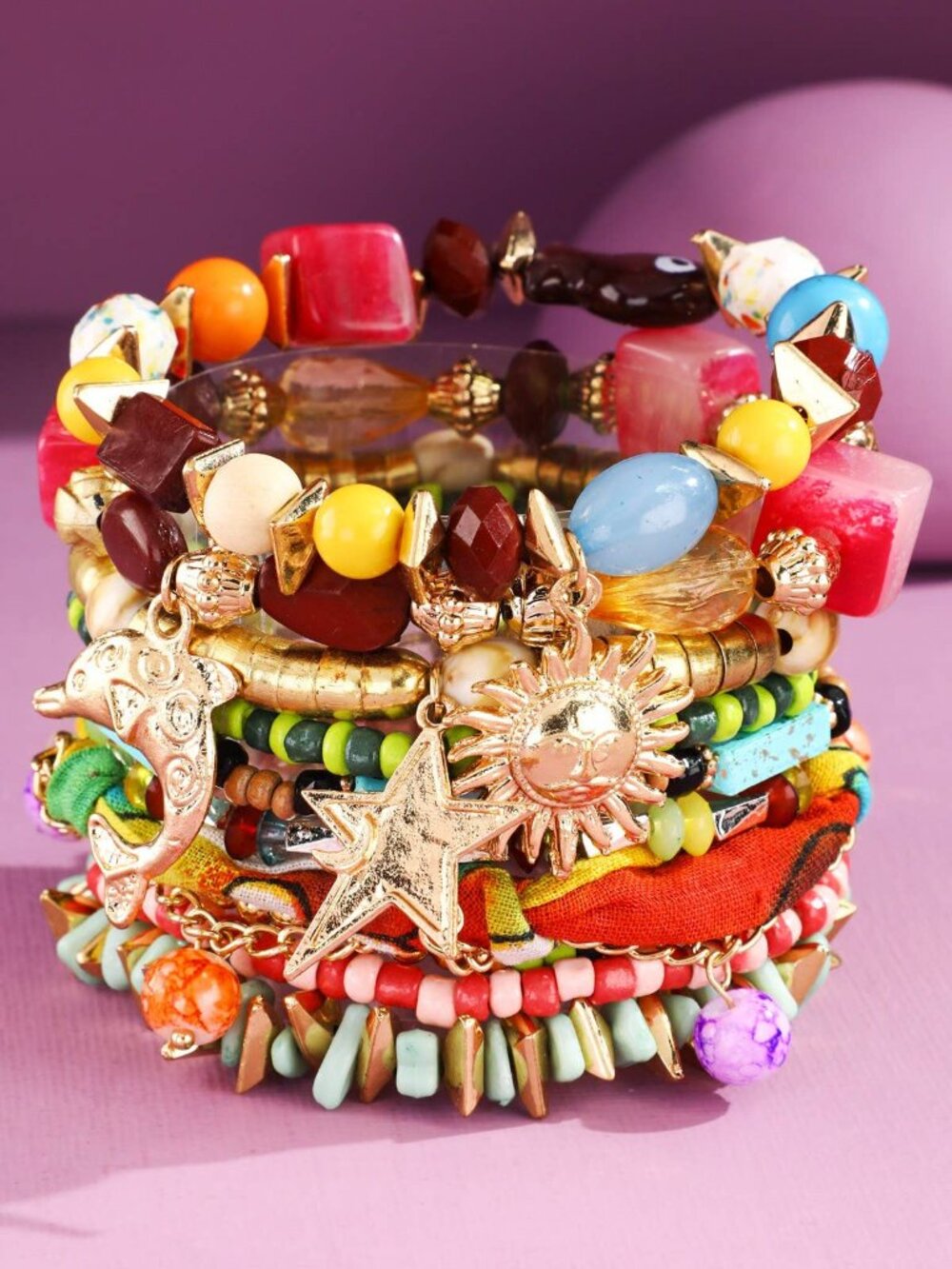 Boho Stretch and Stack Beaded Bracelet